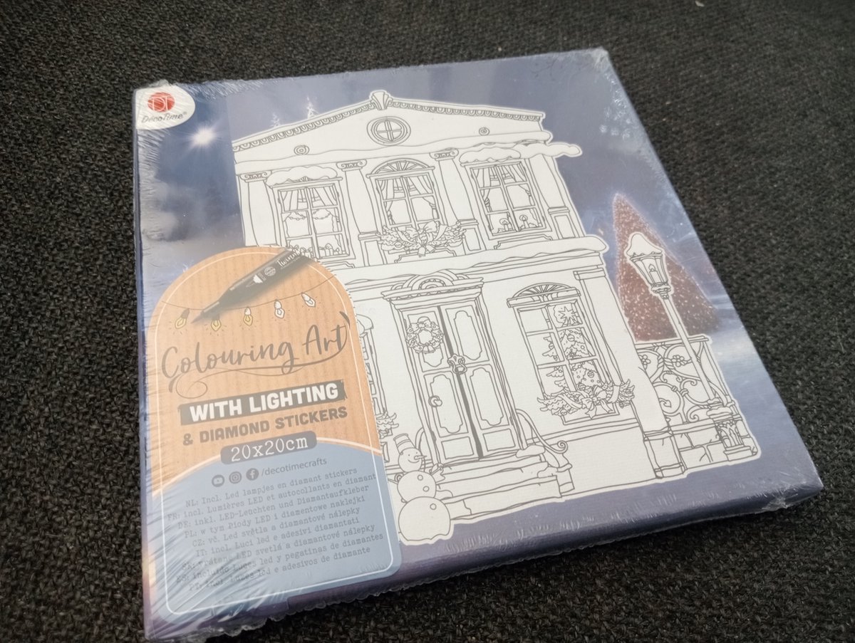 Kerst Knutselset - Coloring Art - Maak je eigen Kerstschilderijtje | Diamond Stickers - LED-Verlichting - Kerstdecoratie